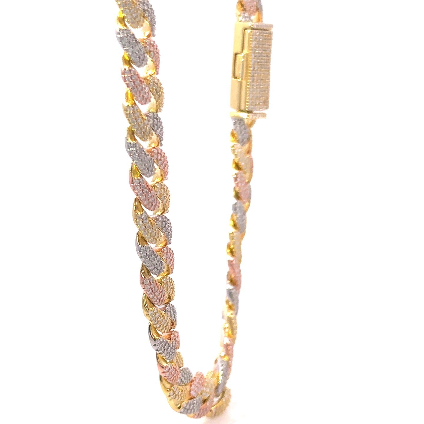 MYRITH 10MM TRI COLOR MOISSANITE ICED OUT CUBAN I 9915652