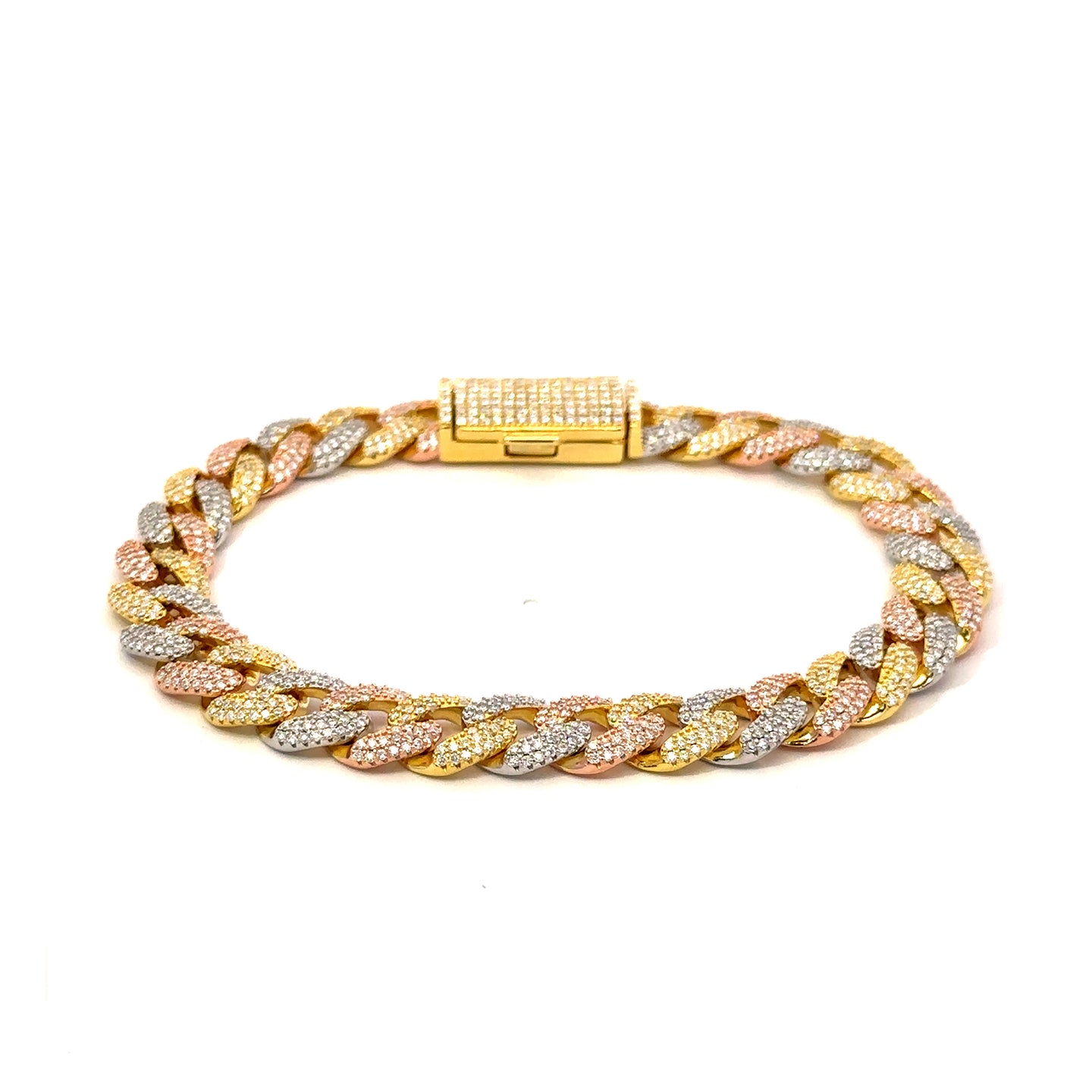 MYVORA 5.18 CTW 10MM CZ TRI COLOR MOISSANTE ICED OUT BRACELET | 9915752