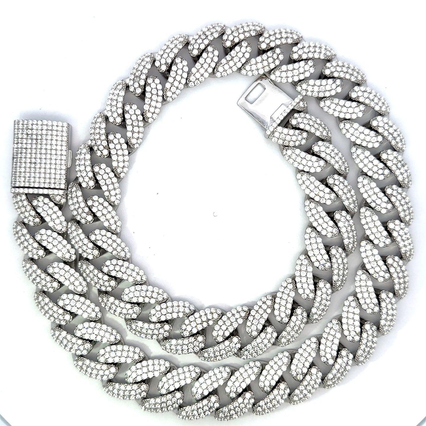 HOTSHOT SILVER MOISSANITE 18MM CHAIN I 991581
