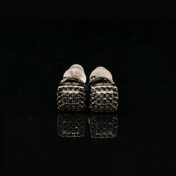 AUREATE 925 BLACK MOISSANITE ICED OUT EARRING | 992103