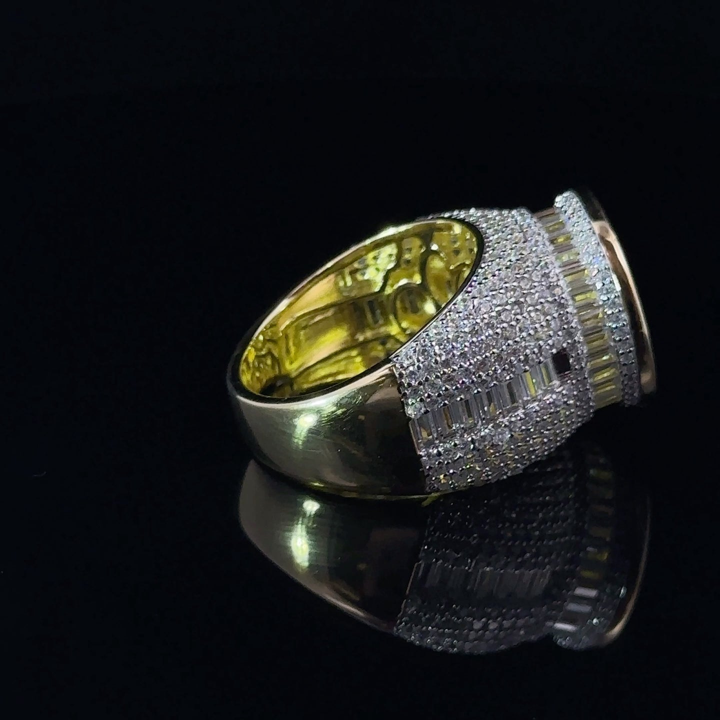 SHEEN 925 CZ YELLOW GOLD MENS ICED OUT RING | 9222422