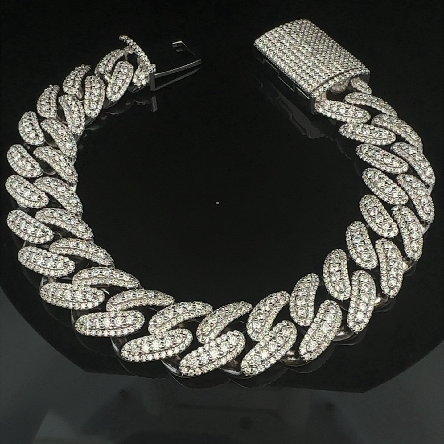 MUNIFICIENT 14MM 925 MOISSANITE RHODIUM ICED OUT CUBAN CHAIN | 993421