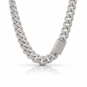 MONEYED SILVER MOISSANITE 14MM CUBAN CHAIN | 993431