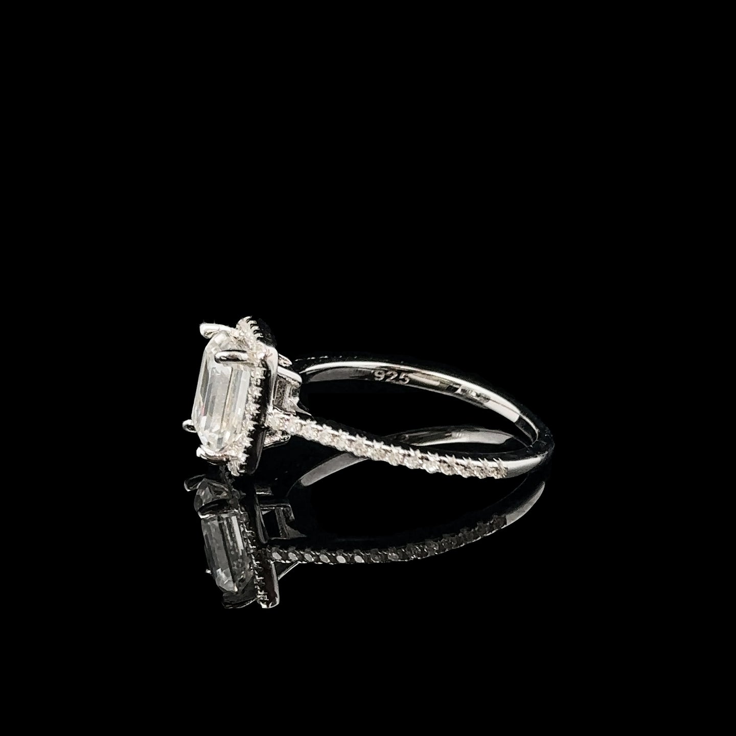 EMERALD CUT 2.32CTW 925 SILVER VVS D MOISSANITE RING | 995211