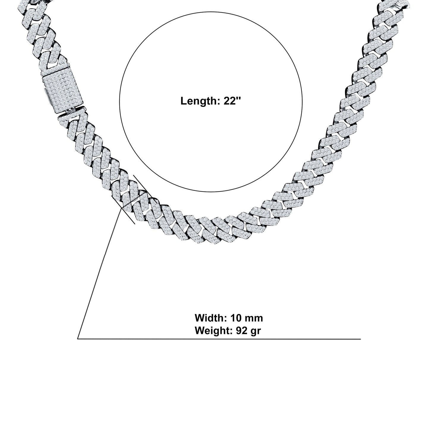 ICEHALO SILVER  MOISSANITE 10 MM CHAIN | 995251