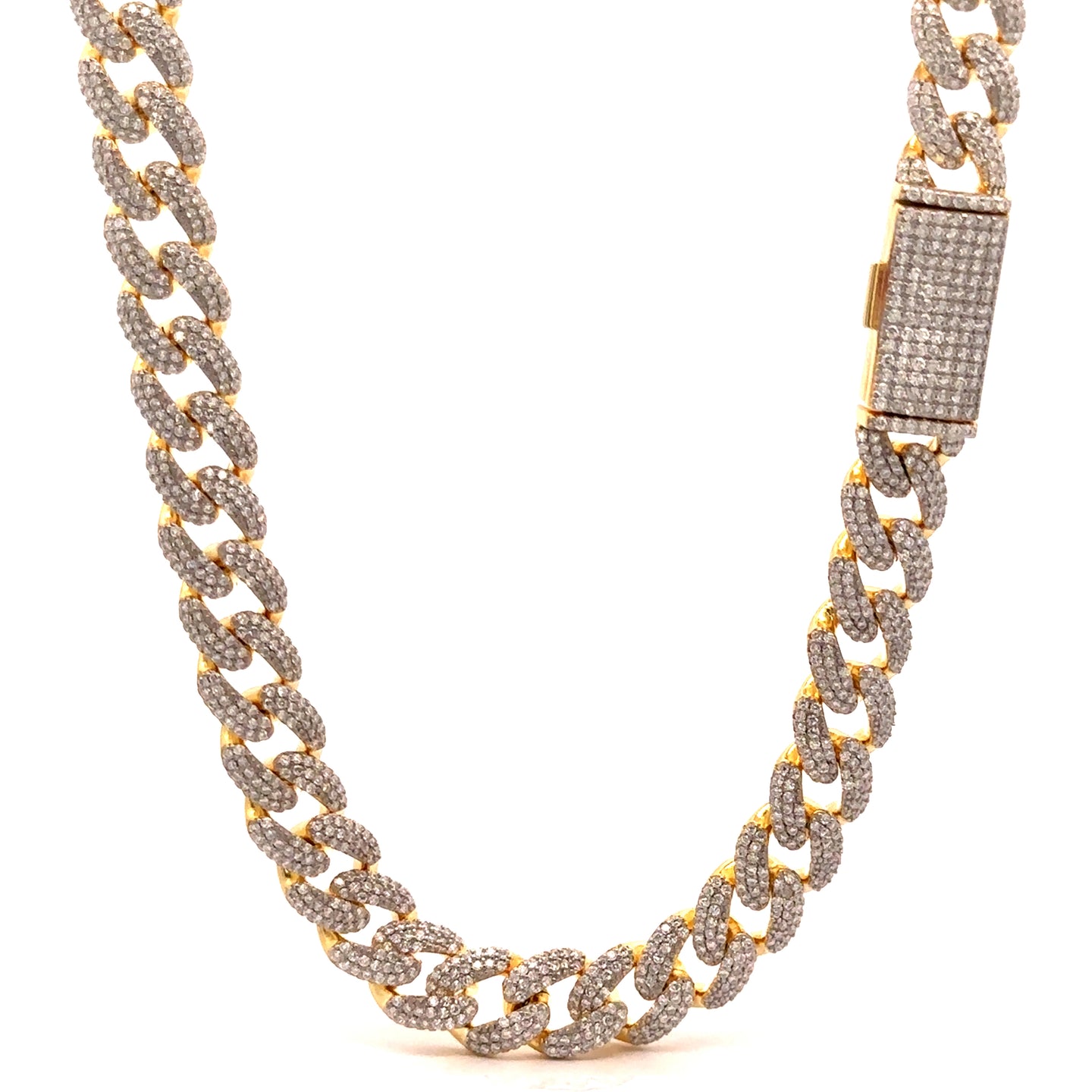 VARNIX 10MM GOLD MOISSANITE ICED OUT CUBAN I 995332