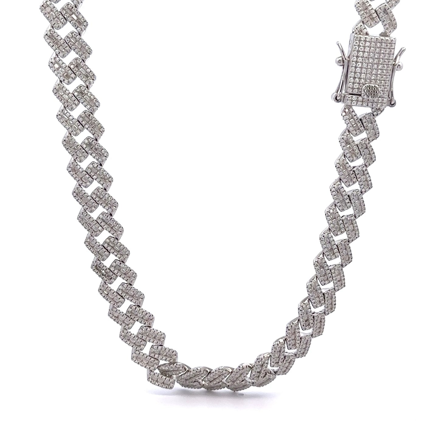 MARIPOSA 17.25 CTW 10MM 925 MOISSANITE RHODIUM ICED OUT CUBAN CHAIN  | 995901