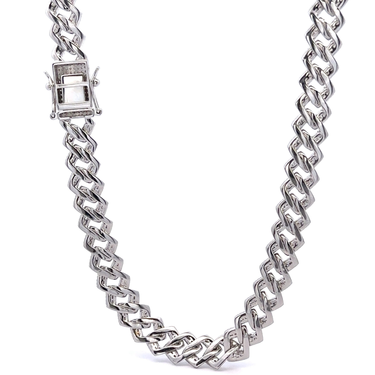 MARIPOSA 17.25 CTW 10MM 925 MOISSANITE RHODIUM ICED OUT CUBAN CHAIN  | 995901