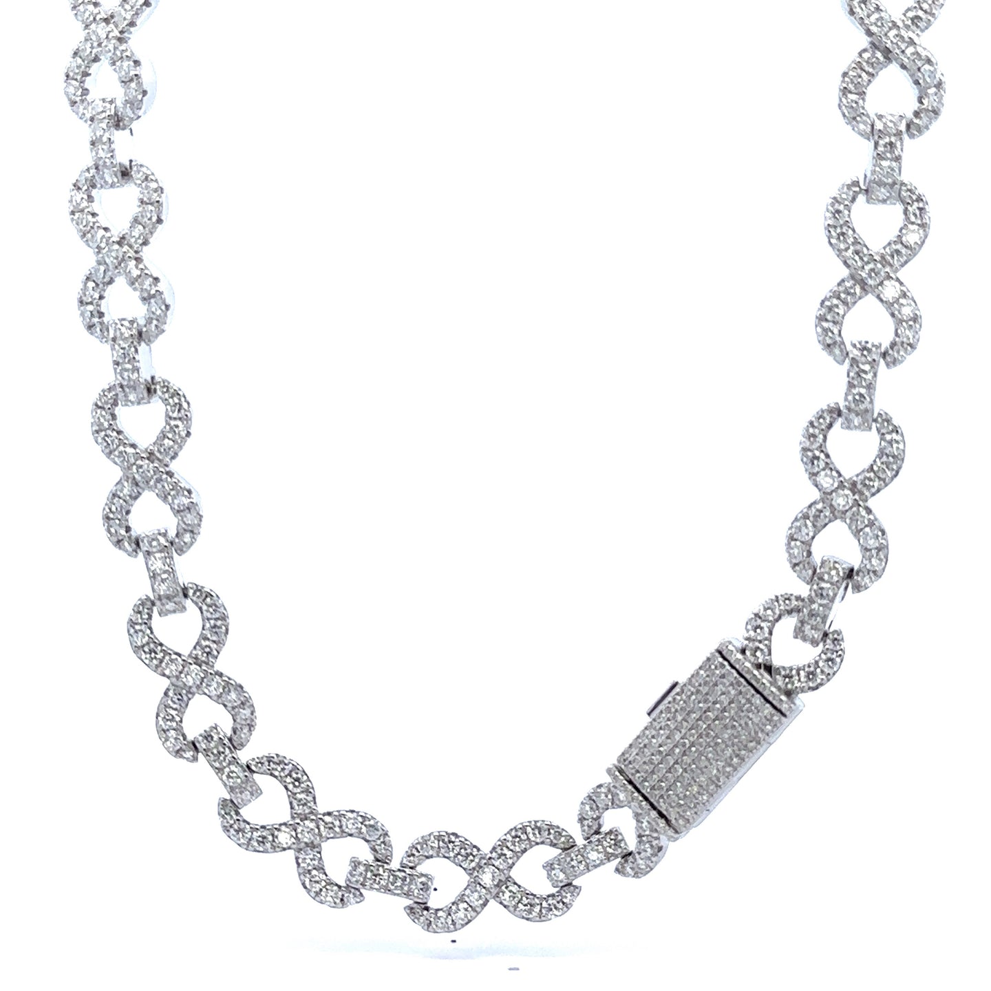 Jareth 23.68 Ctw 12 Mm Rhodium Moissanite Iced Out Chain 