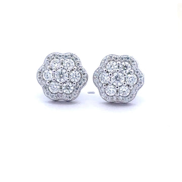 BLOOMLET 0.9 CTW 925 RHODIUM MOISSANITE ICED OUT EARRING | 996701