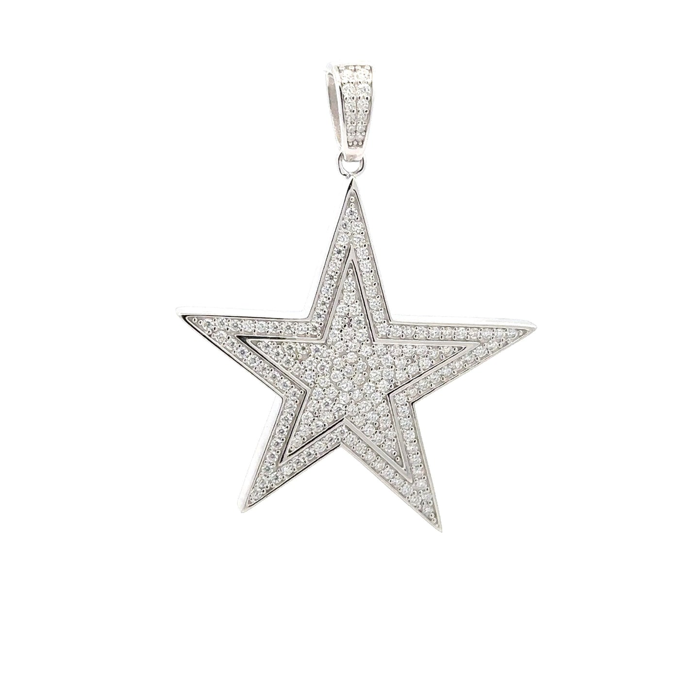 STELLAR 925 CZ MOISSANITE RHODIUM ICED OUT PENDANT I 997071