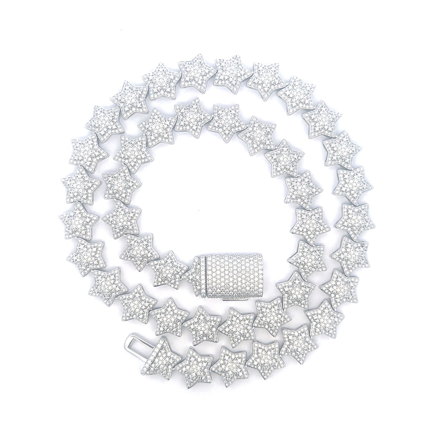 MARIEL 14MM RHODIUM MOISSANITE ICED OUT CHAIN  |  997521