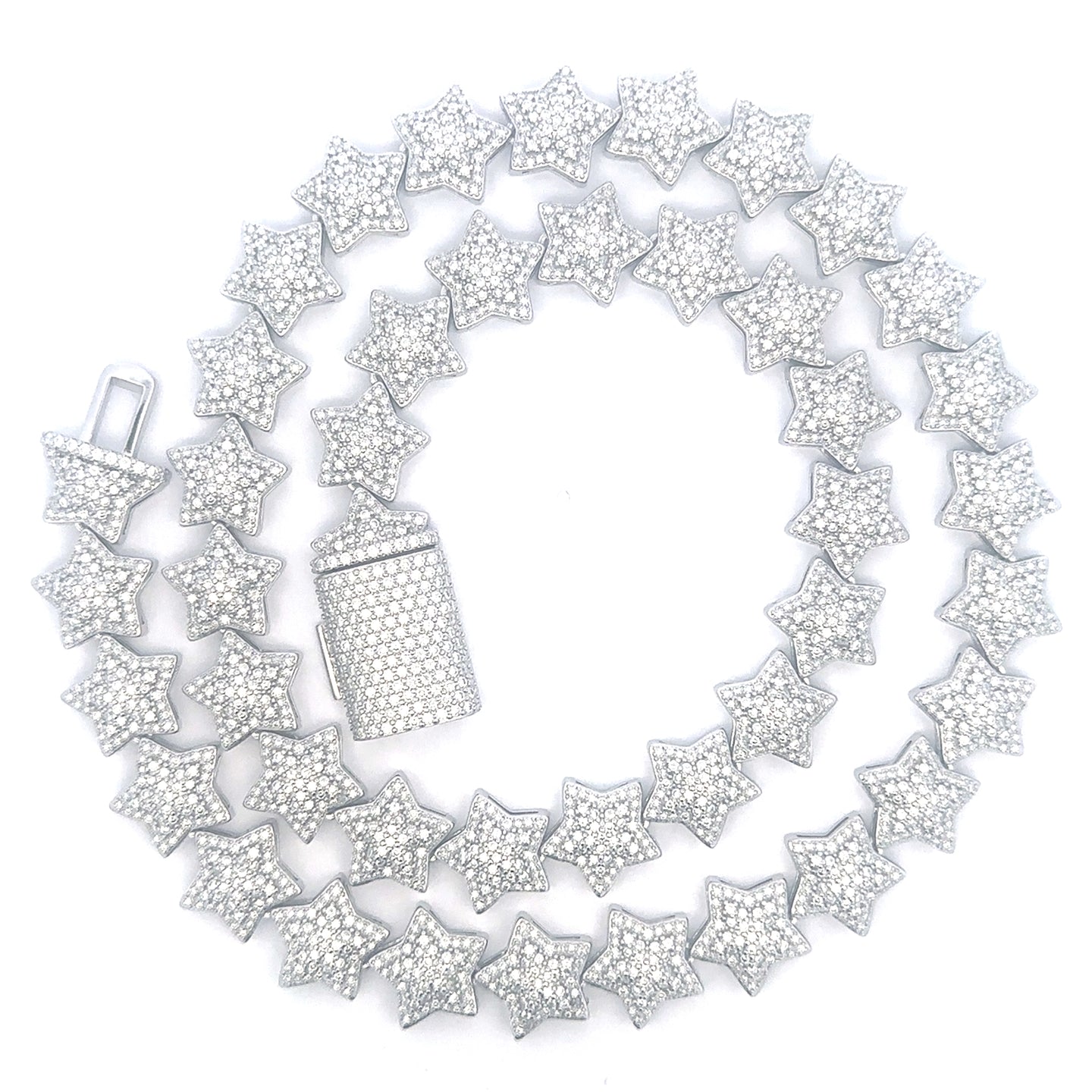 MARIEL 14MM RHODIUM MOISSANITE ICED OUT CHAIN  |  997521