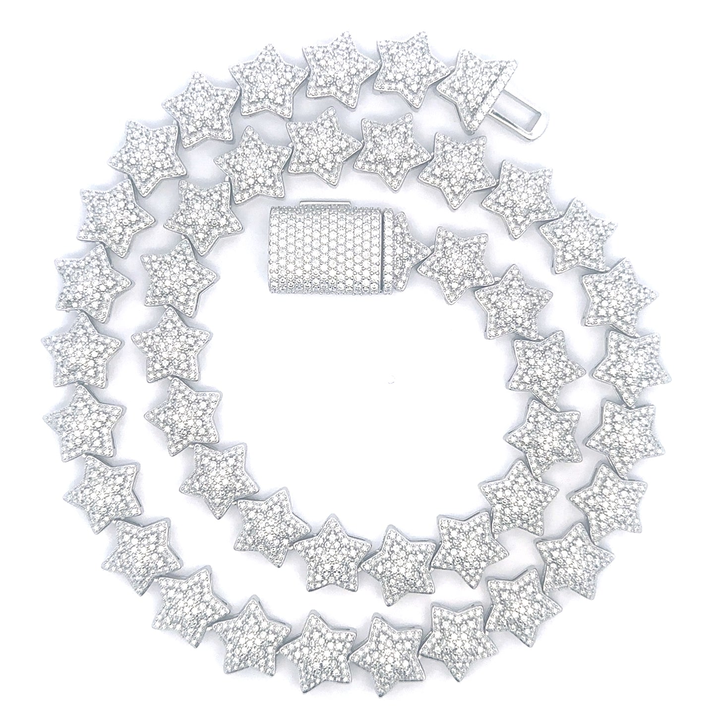 MARIEL 14MM RHODIUM MOISSANITE ICED OUT CHAIN  |  997521