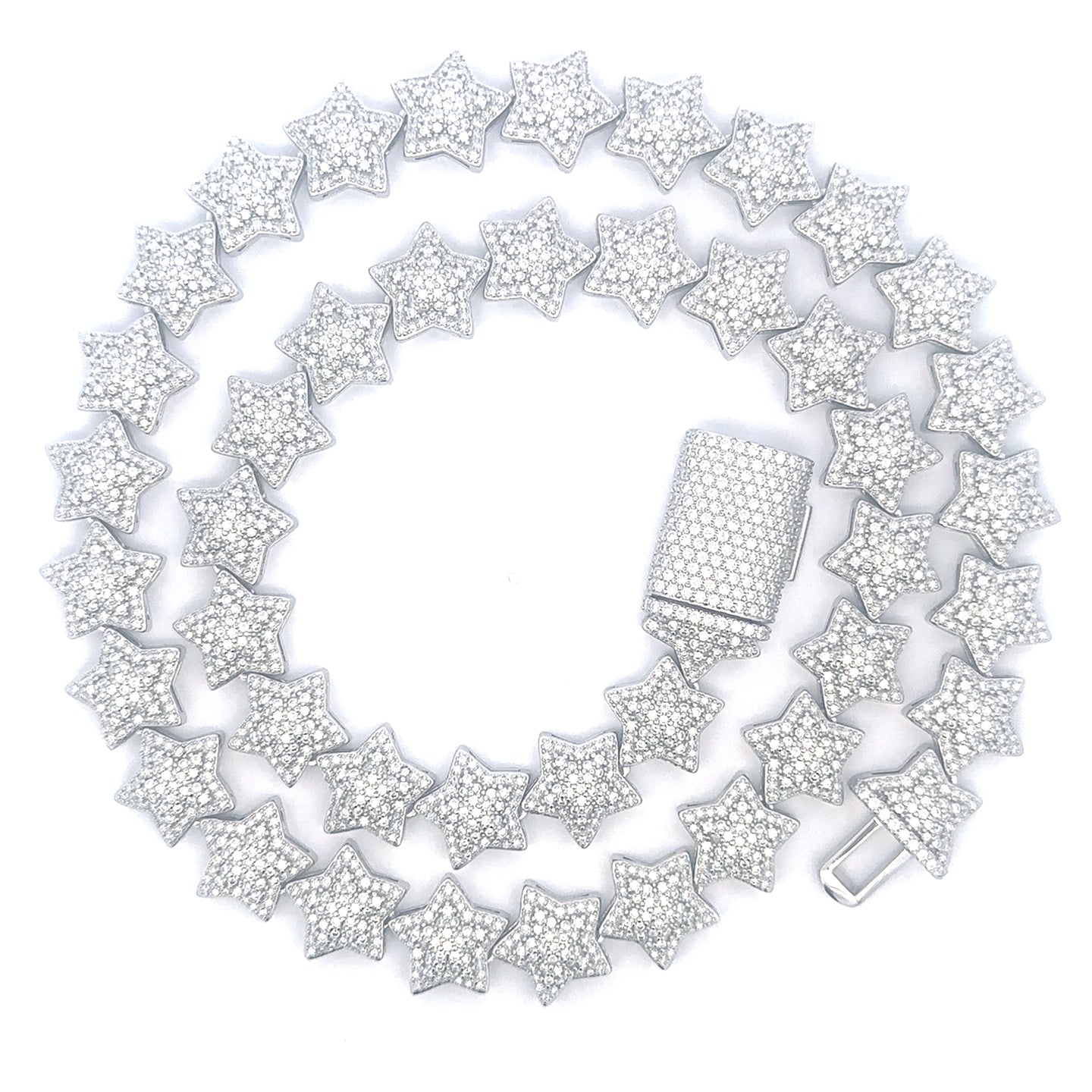 MARIEL 14MM RHODIUM MOISSANITE ICED OUT CHAIN  |  997521