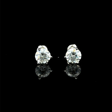 998281 | 925 Moissanite 2CTW Rhodium 3-Prong Earrings