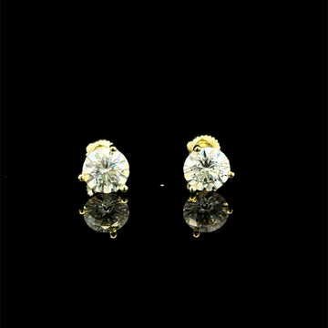998282 | 925 Moissanite 2CTW Gold 3-Prong Earrings