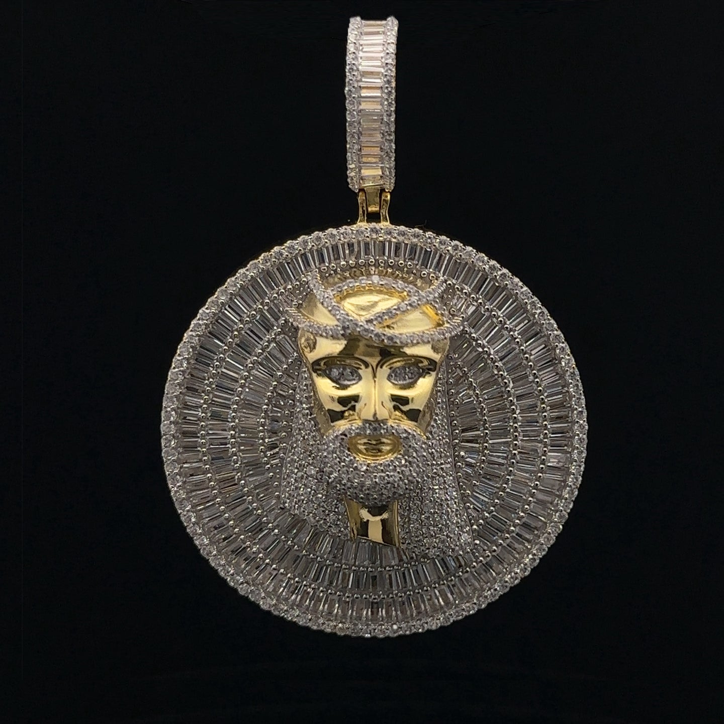 QUASAR 925 CZ GOLD ICED OUT PENDANT | 9222372