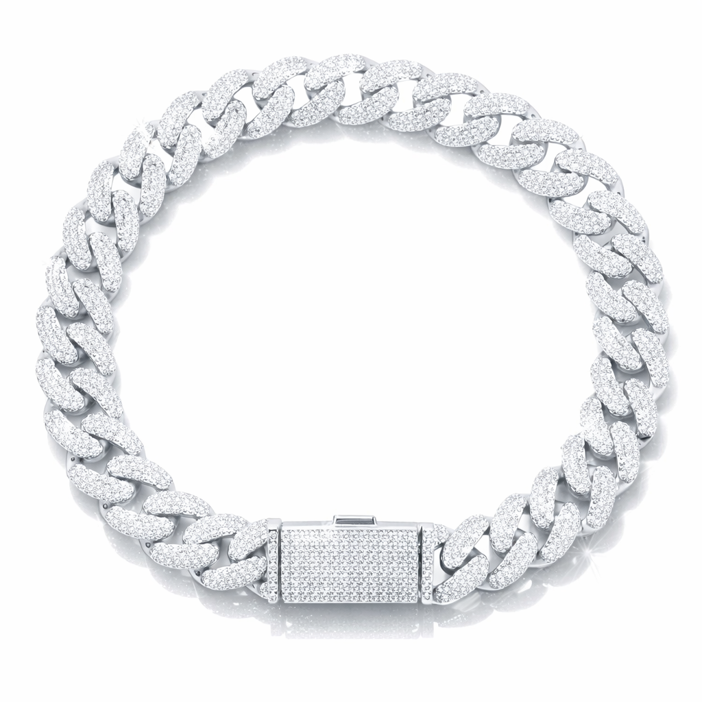 MAVIN 10MM RHODIUM MOISSANITE ICED OUT BRACELET I 991571