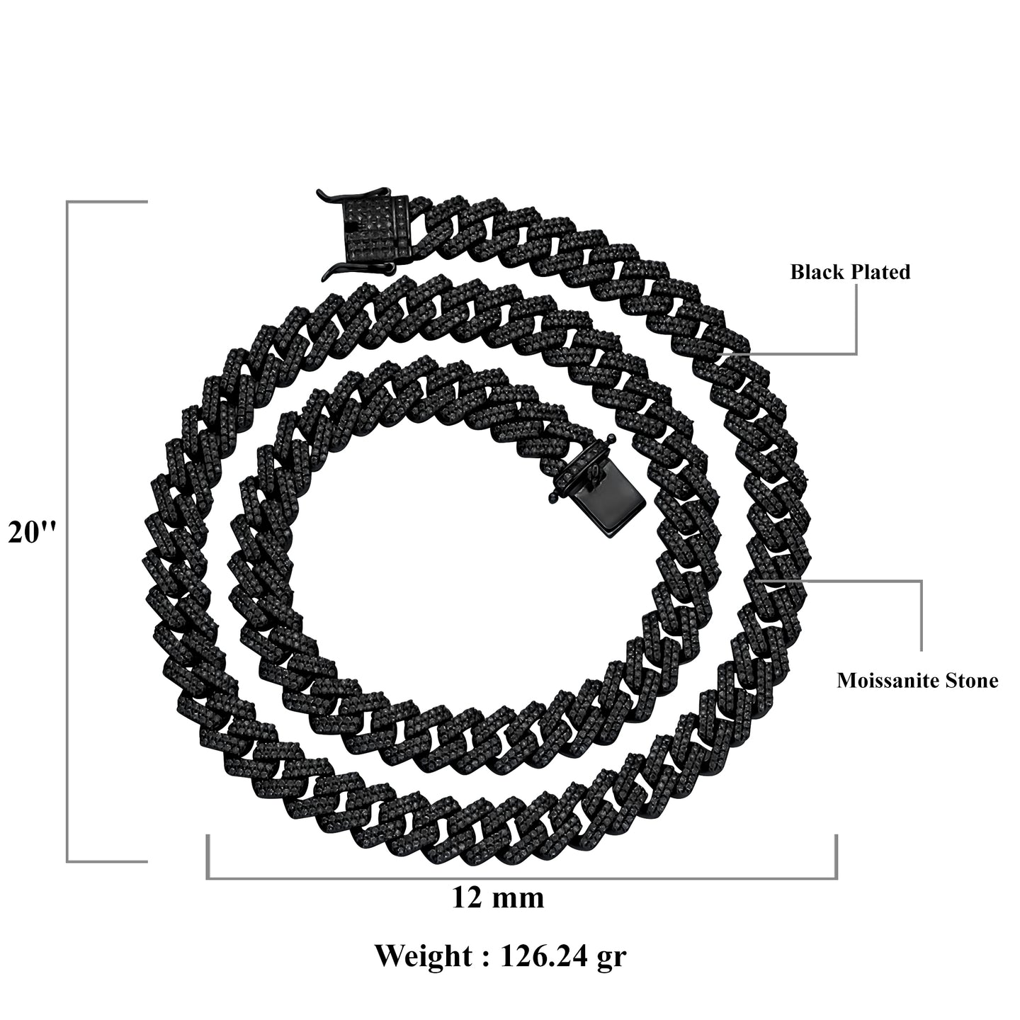 PALATIAL 12MM 925 MOISSANITE CUBAN CHAIN  | 991053