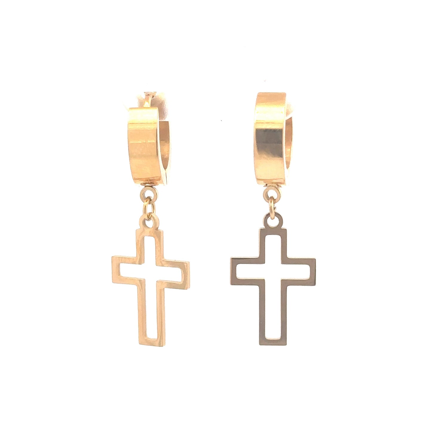 THALOR GOLD STEEL ICED OUT EARRINGS I SE33G