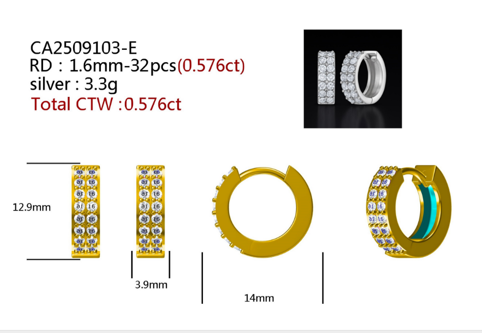 980381 | 0.576ctw VS/D 925 LGD Rhodium Earrings