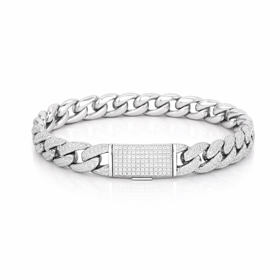 963731 | Brass CZ 10mm Cuban Bracelet