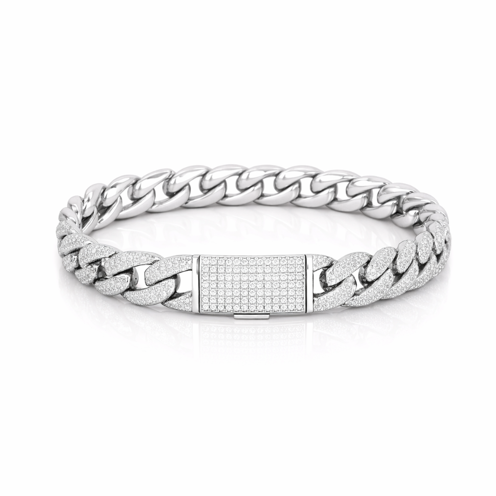963731 | Brass CZ 10mm Cuban Bracelet