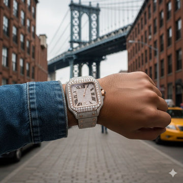 ELESTRIAN STEEL TWO TONE ROSE  MOISSANITE WATCH ICED OUT I 5900418