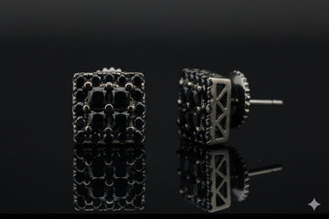 IRRADIATE 925 CZ BLACK ICED OUT EARRINGS | 9212733