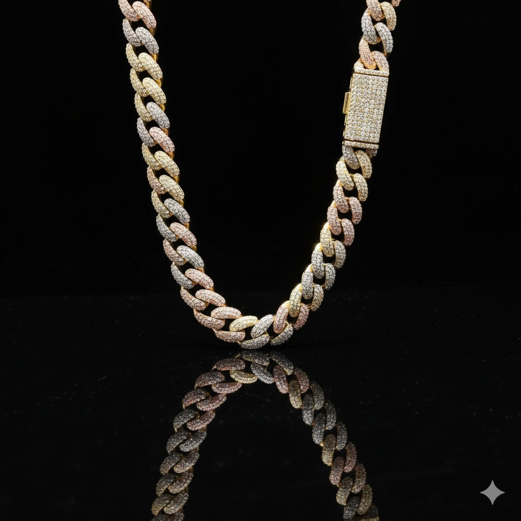 MYRITH 10MM TRI COLOR MOISSANITE ICED OUT CUBAN I 9915652