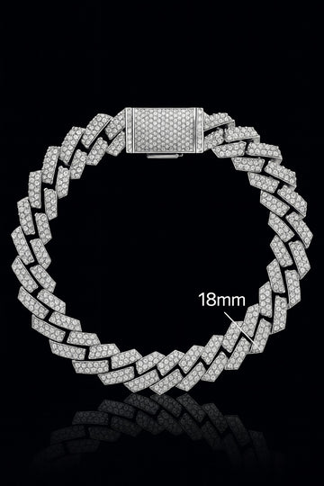 GALATERA 18MM 925 MOISSANITE RHODIUM ICED OUT CUBAN CHAIN  | 996681