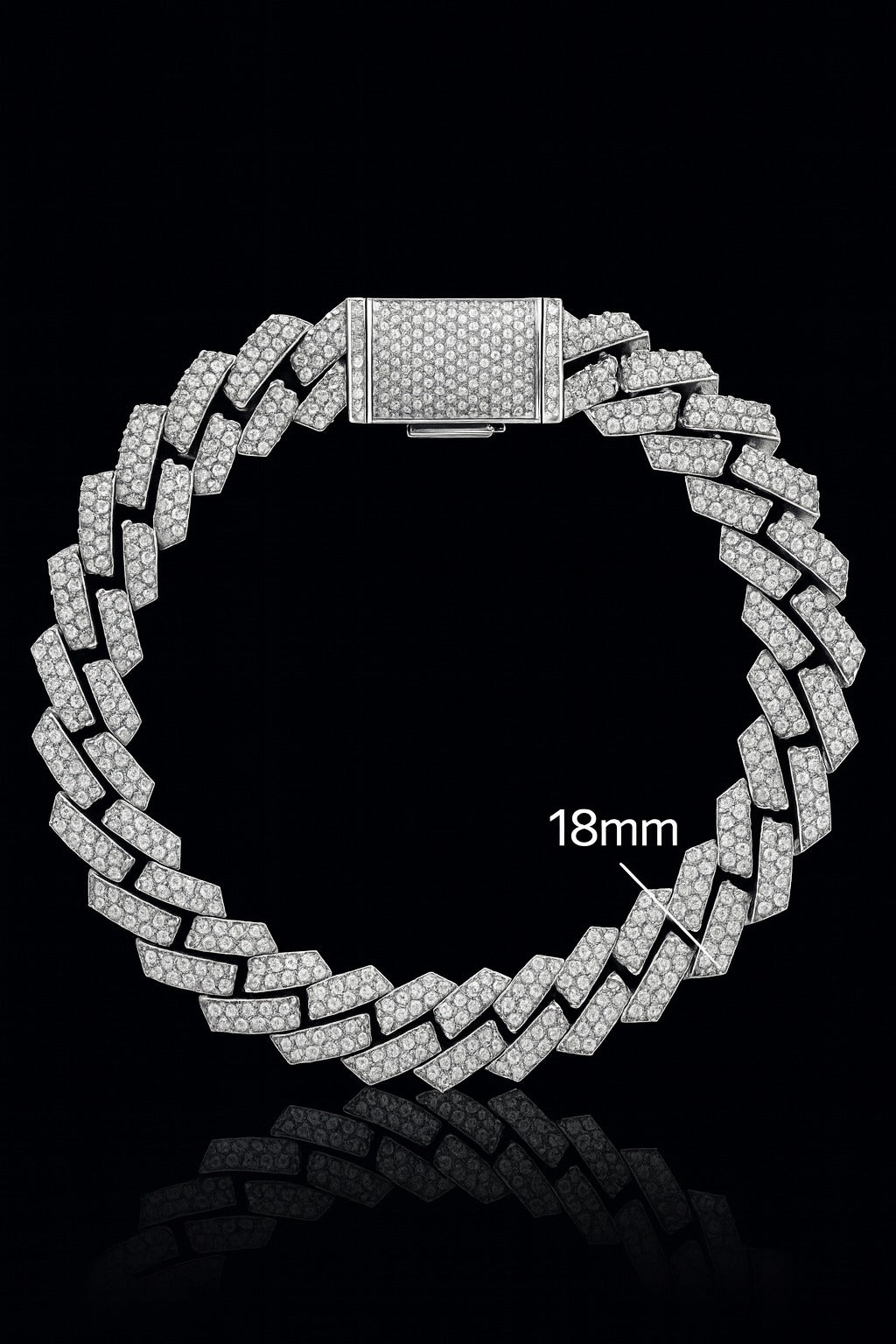 GALATERA 18MM 925 MOISSANITE RHODIUM ICED OUT CUBAN CHAIN  | 996681