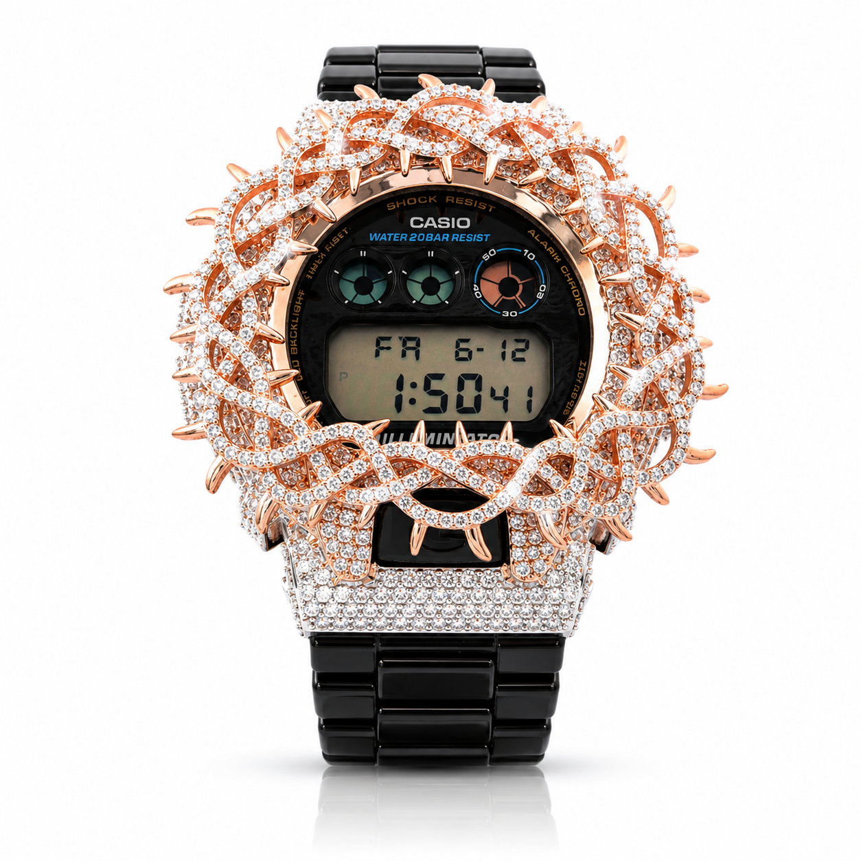 5902718 | Brass Moissanite G-Shock Two Tone Rose Gold Watch