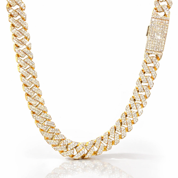 RENAZA 10MM GOLD MOISSANITE ICED OUT CUBAN I 994462