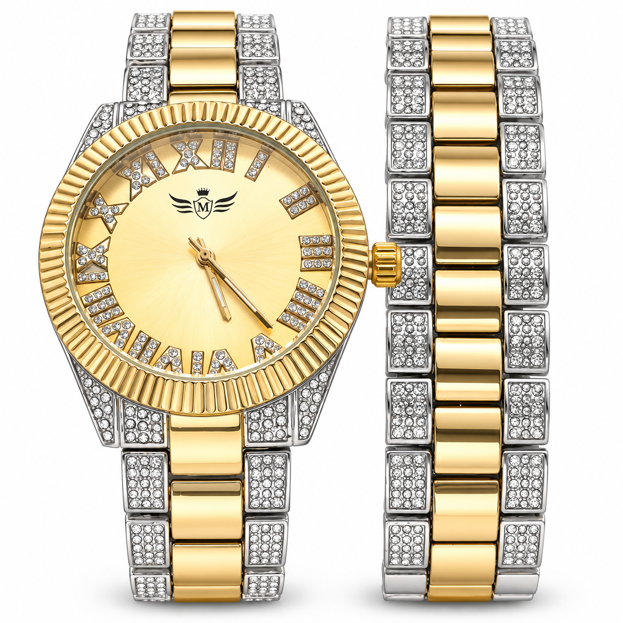5306342 | Ultra Bling TT Gold White MOP Watch Set