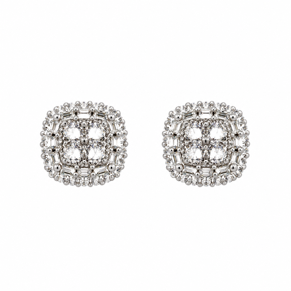9100281 | 1.13 CTW Brass Moissanite Rhodium Earring