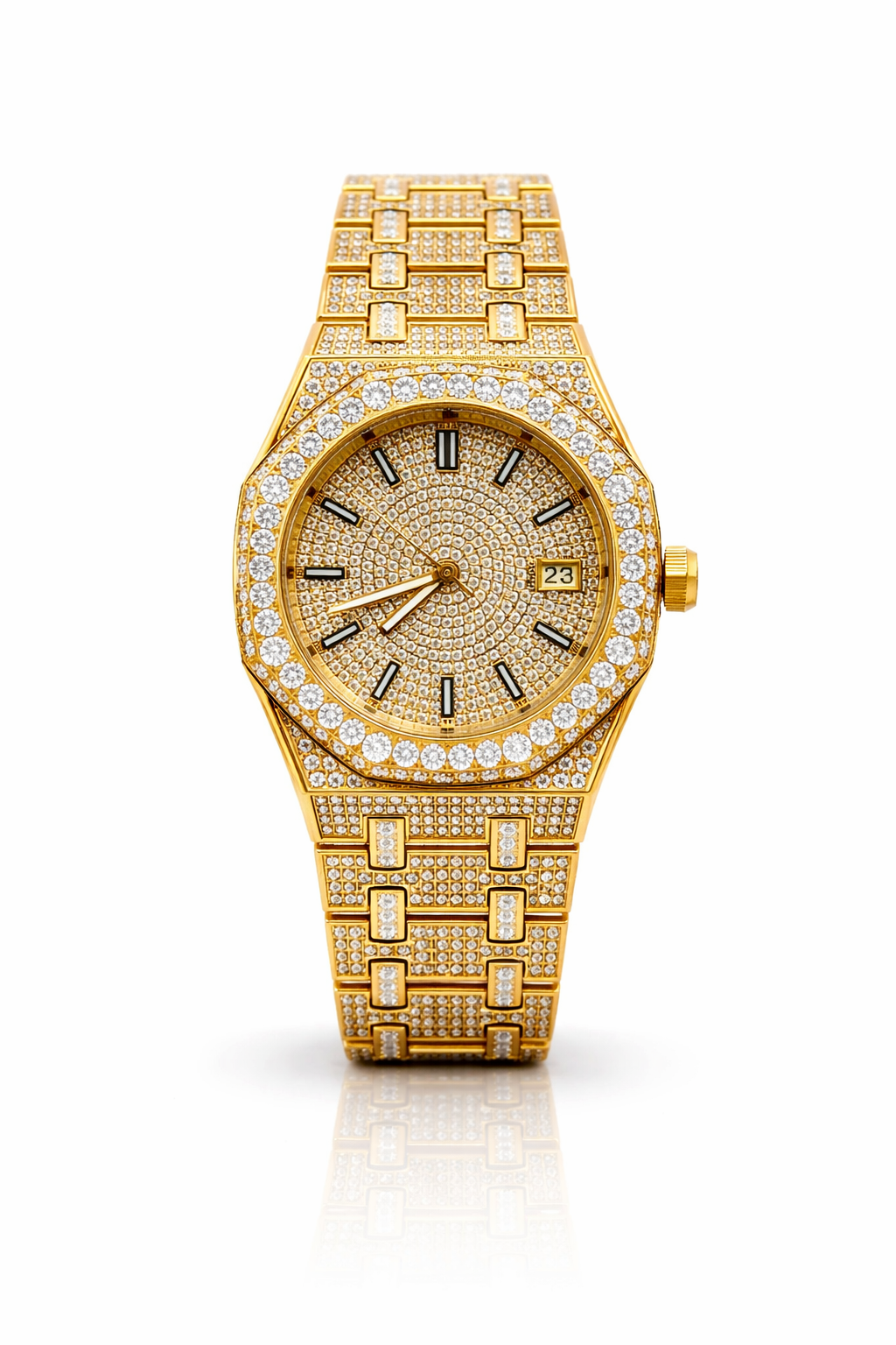 590092 | Stainless Steel Moissanite Gold Watch