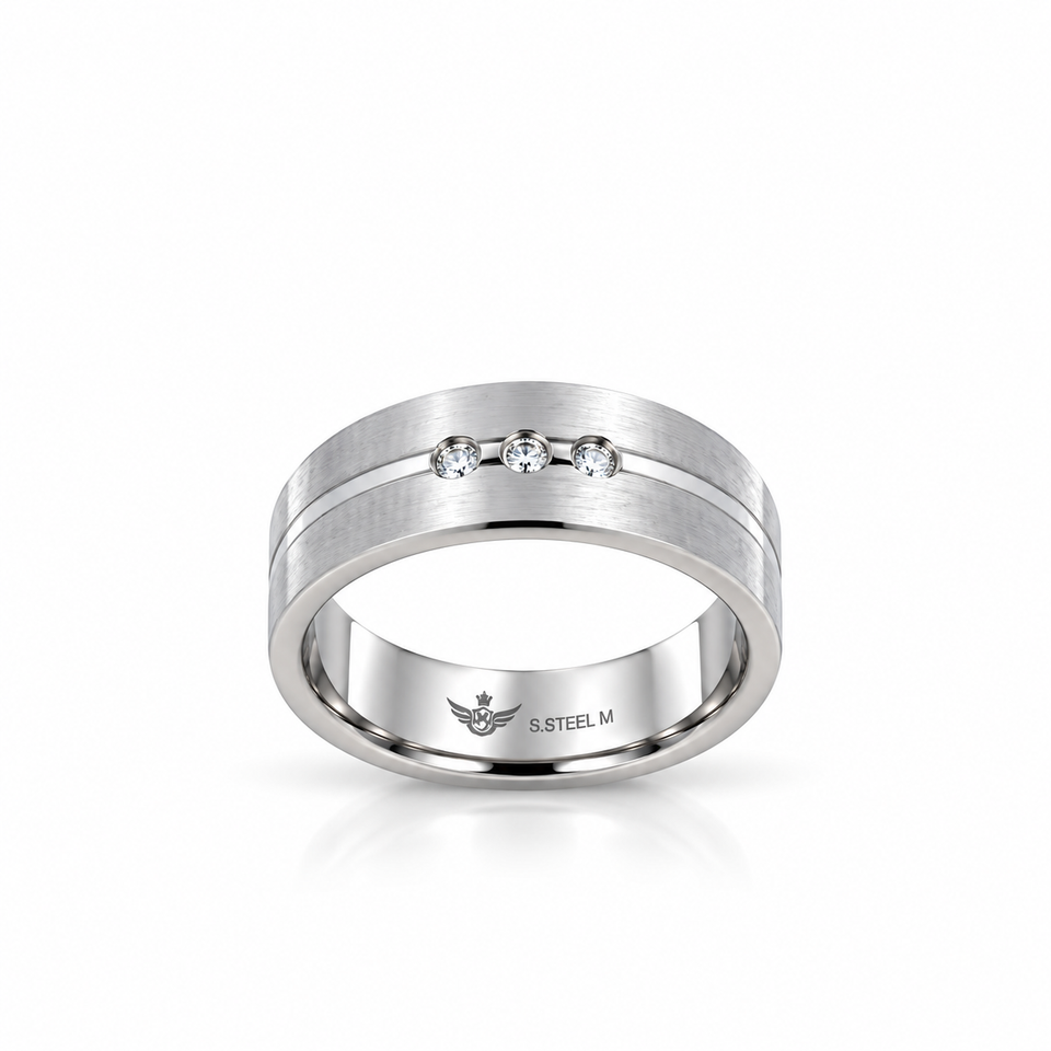 9312361 | Steel Moissanite Rhodium Ring