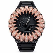 590426 | Brass Moissanite Rose Black Cone Bezel G-Shock Watch