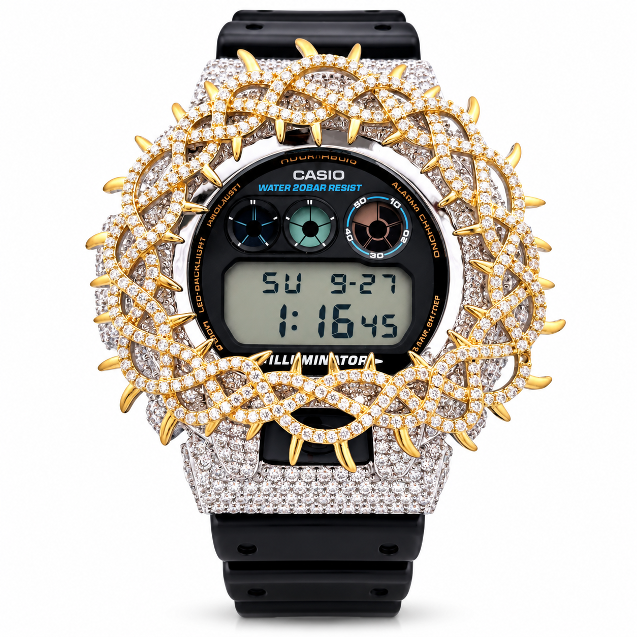 5902942 | 925 Silver Moissanite TT Gold Throne Bezel G-Shock Watch