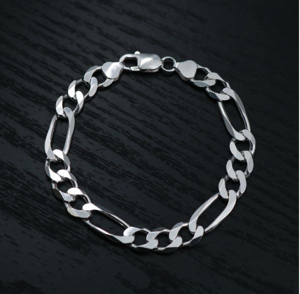Silver Plated Solid Brass Classic Korean Figaro Bracelet