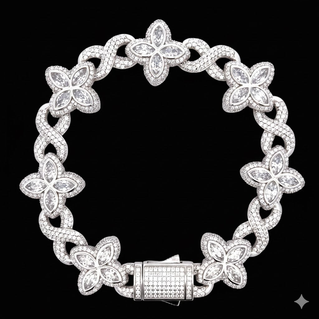 998621 | 925 Silver Moissanite 8" Rhodium Bracelet