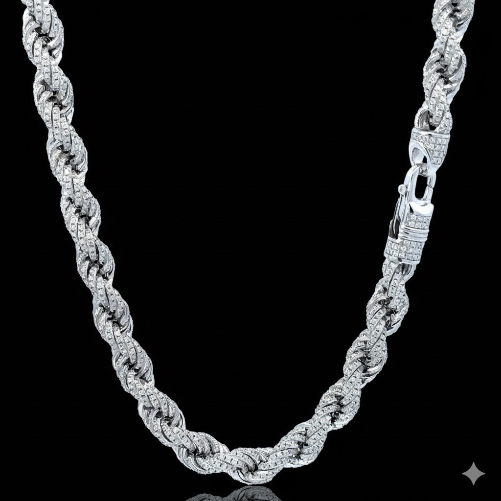 SABLE 7MM RHODIUM MOISSANITE ICED OUT CHAIN  |  995641