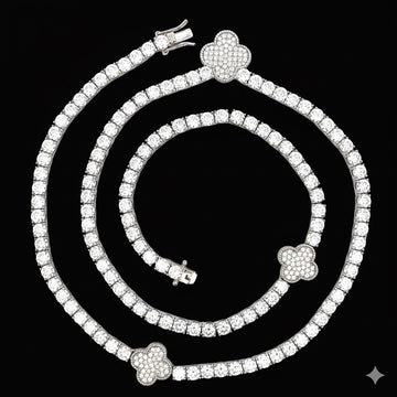 9910631 | 925 Silver Moissanite 4mm, Rhodium Chain