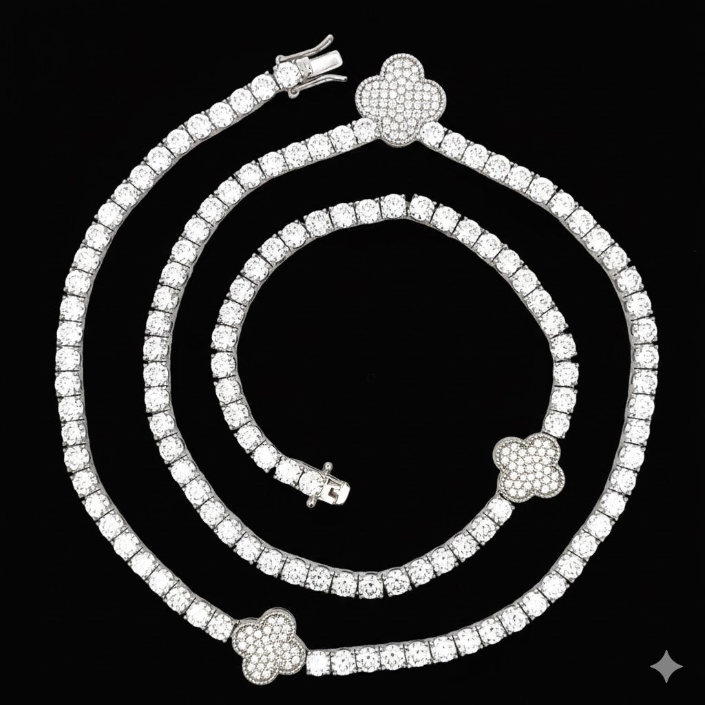 9910631 | 925 Silver Moissanite 4mm, Rhodium Chain