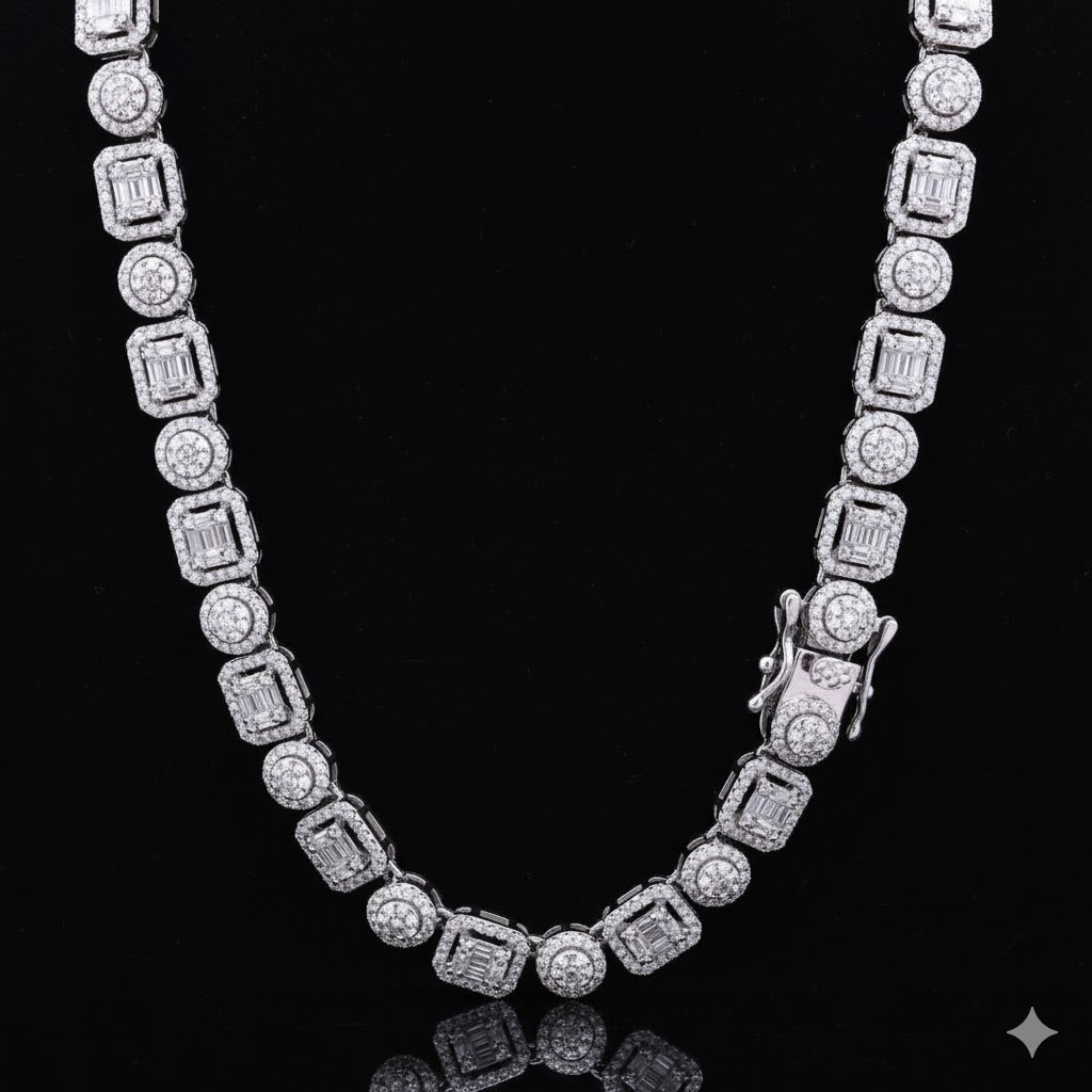ASVARA 7MM RHODIUM MOISSANITE ICED OUT CHAIN  |  995821