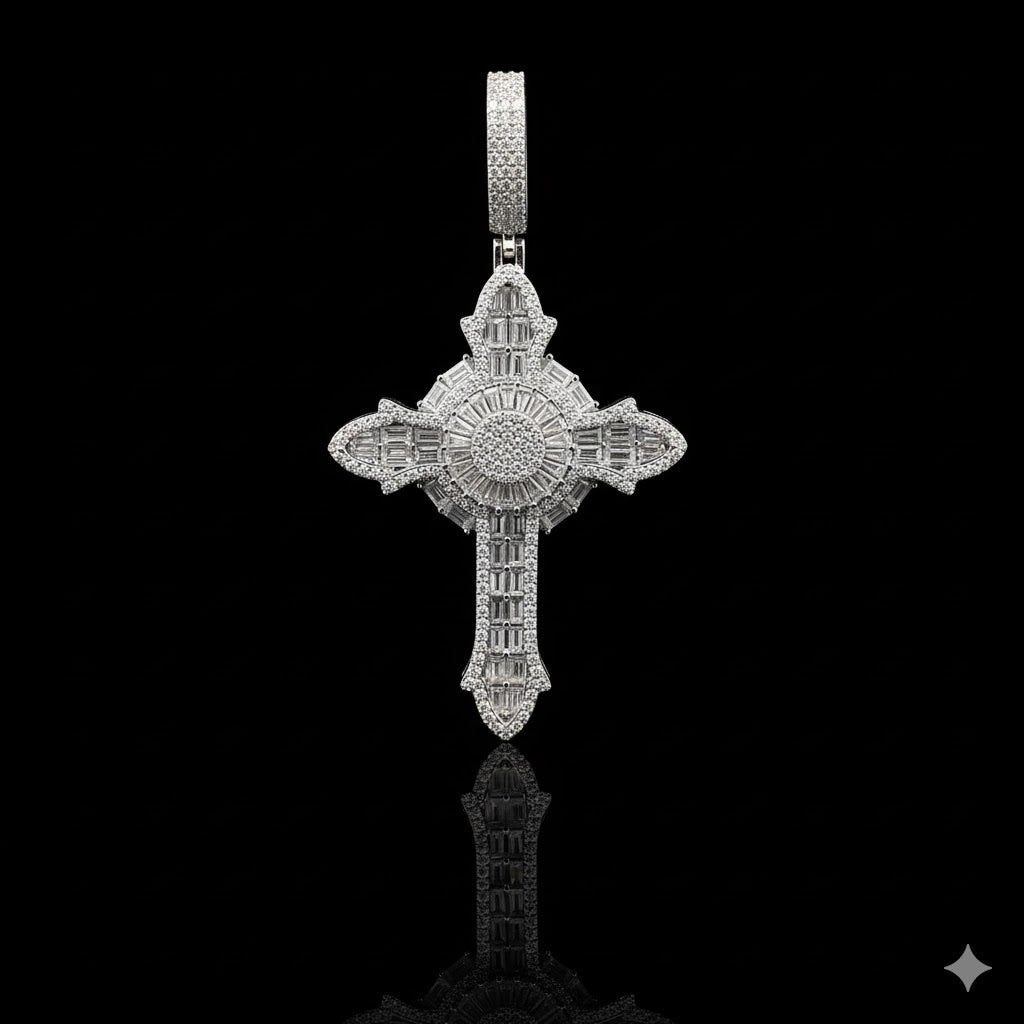 Pietistic PIETISTIC 9.39 CTW 925 CZ MOISSANITE RHODIUM ICED OUT PENDANT I 997481 ...