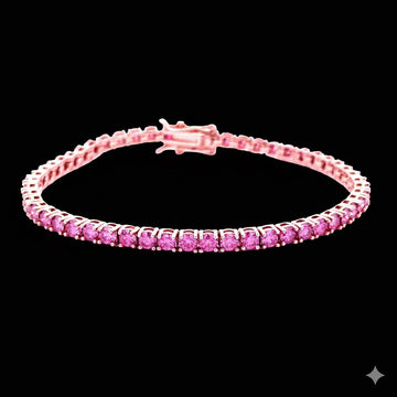 9914433 | 925 Silver Moissanite 3mm Rose Gold Tennis Bracelet