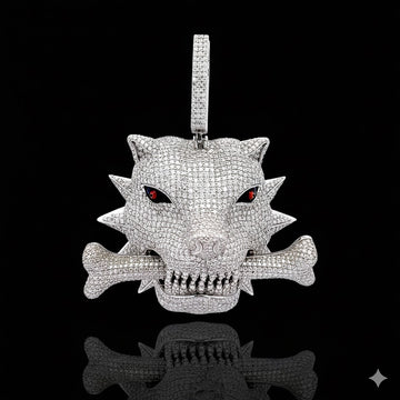 CANINE 24.27 CTW 925 CZ MOISSANITE RHODIUM ICED OUT PENDANT I 997201